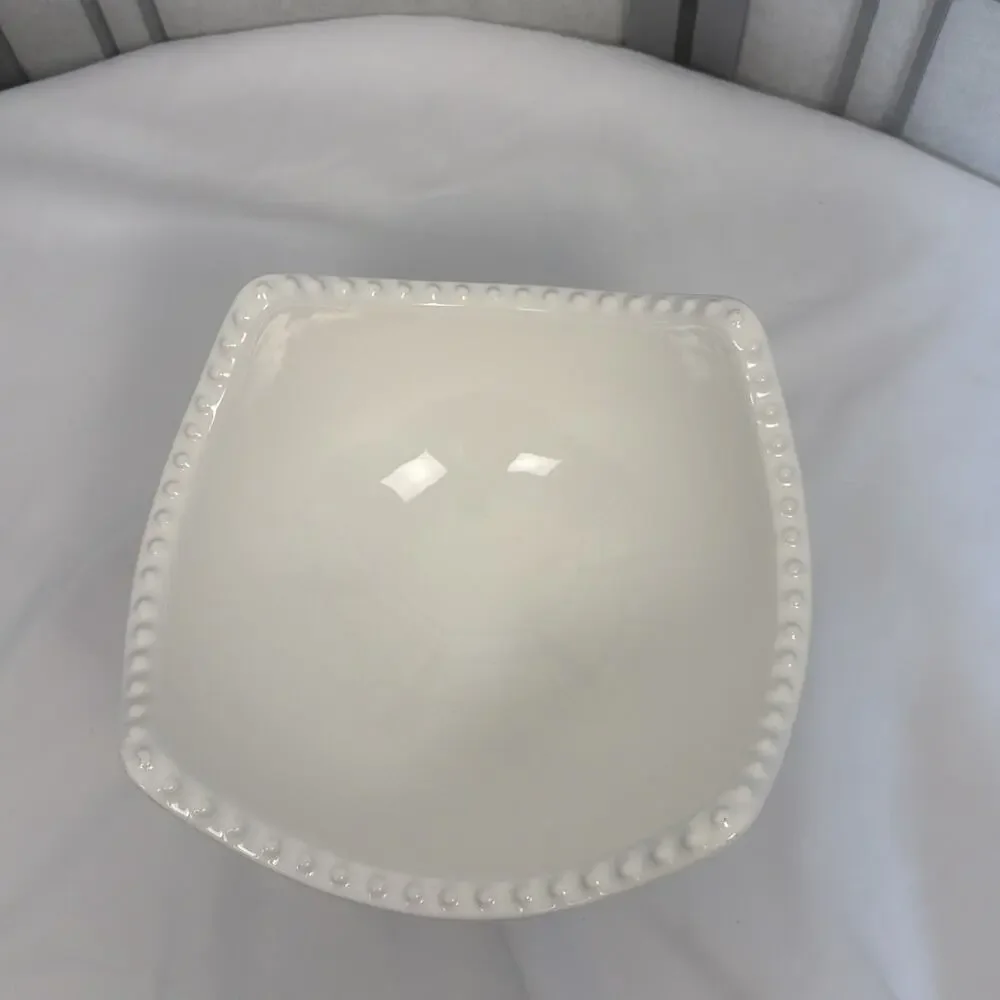 CERIART Made In Portugal Large White 4 Corner Square 10” Serving Bowl - READ